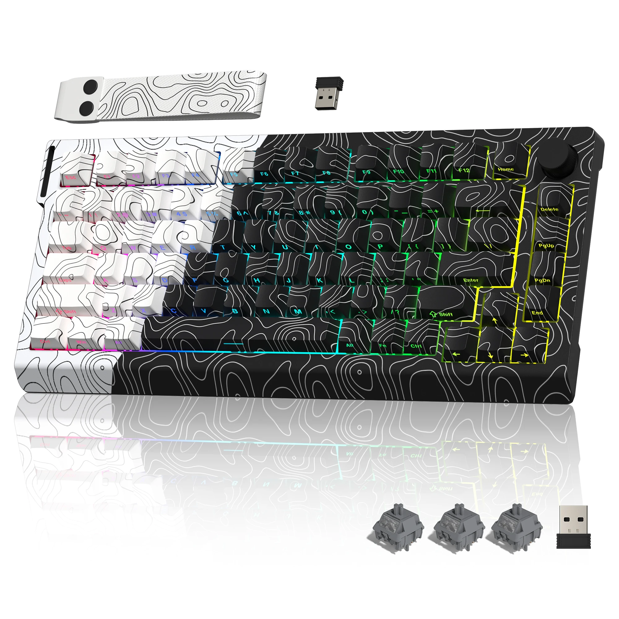 Womier Q75 QMK/VIA Wireless RGB Custom Hot Swappable Gaming Keyboard 3-Modes Creamy Mechanical Keyboard with Strap for Win Mac
Womier Q75 QMK/VIA Wireless RGB Custom Hot Swappable Gaming Keyboard 3-Modes Creamy Mechanical Keyboard with Strap for Win Mac
