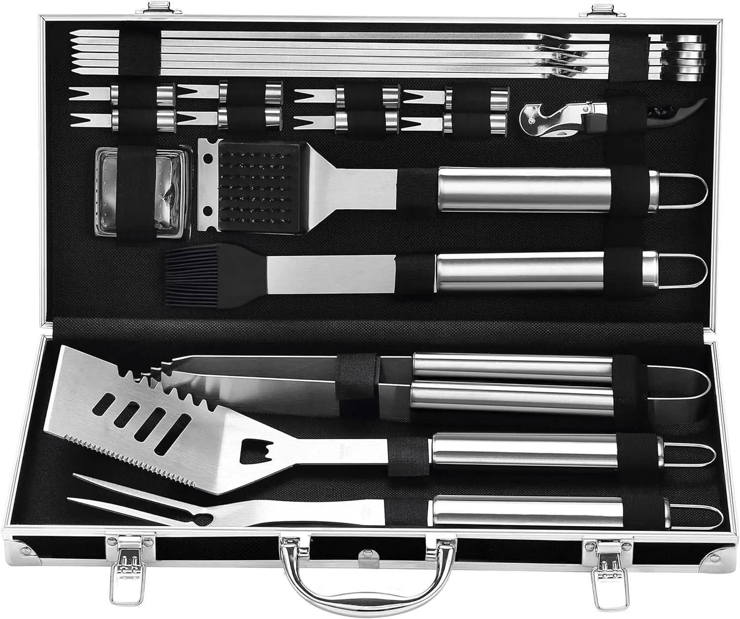 22PCS Stainless Steel BBQ Grill Tools Set with Aluminum Case - Perfect Outdoor Grilling Accessories for Men & Dad
22PCS Stainless Steel BBQ Grill Tools Set with Aluminum Case - Perfect Outdoor Grilling Accessories for Men & Dad