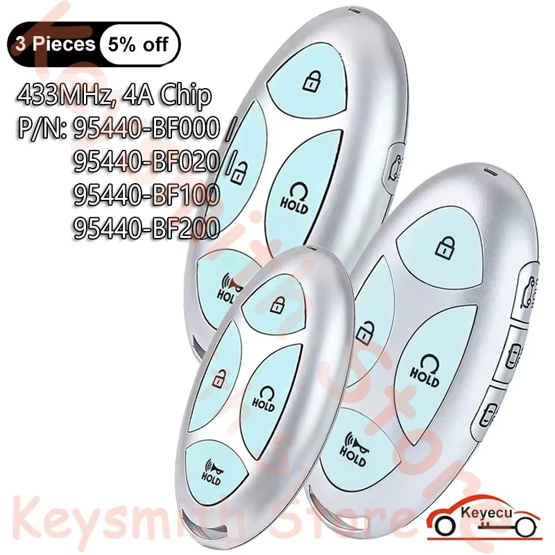KEYECU 5 7 Buttons 433MHz 4A Chip for Hyundai Kona SX2 2023 2024 2025 Smart Remote Key Fob 95440-BF000 95440-BF020 BF100 BF200
KEYECU 5 7 Buttons 433MHz 4A Chip for Hyundai Kona SX2 2023 2024 2025 Smart Remote Key Fob 95440-BF000 95440-BF020 BF100 BF200