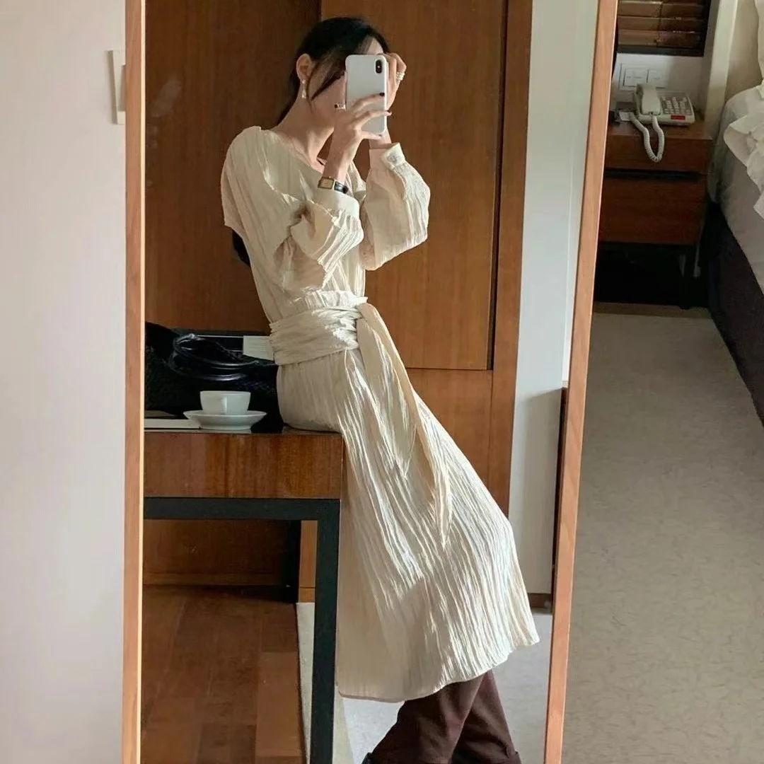 Ele Vintage Cross-Band Long Sve Dr Sweet Sle Spring Autumn Ladies' Dr Long Skirt X-ape Daily Wear
Ele Vintage Cross-Band Long Sve Dr Sweet Sle Spring Autumn Ladies' Dr Long Skirt X-ape Daily Wear