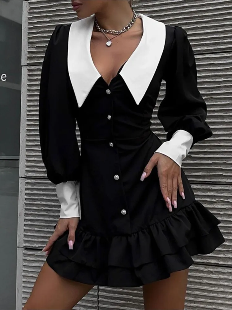 New2026 Autumn Fashion Vintage England Style Women Dresses Turn Down Collar Long Sleeve Ruffles Patchwork Bodycon Mini Dress
New2026 Autumn Fashion Vintage England Style Women Dresses Turn Down Collar Long Sleeve Ruffles Patchwork Bodycon Mini Dress