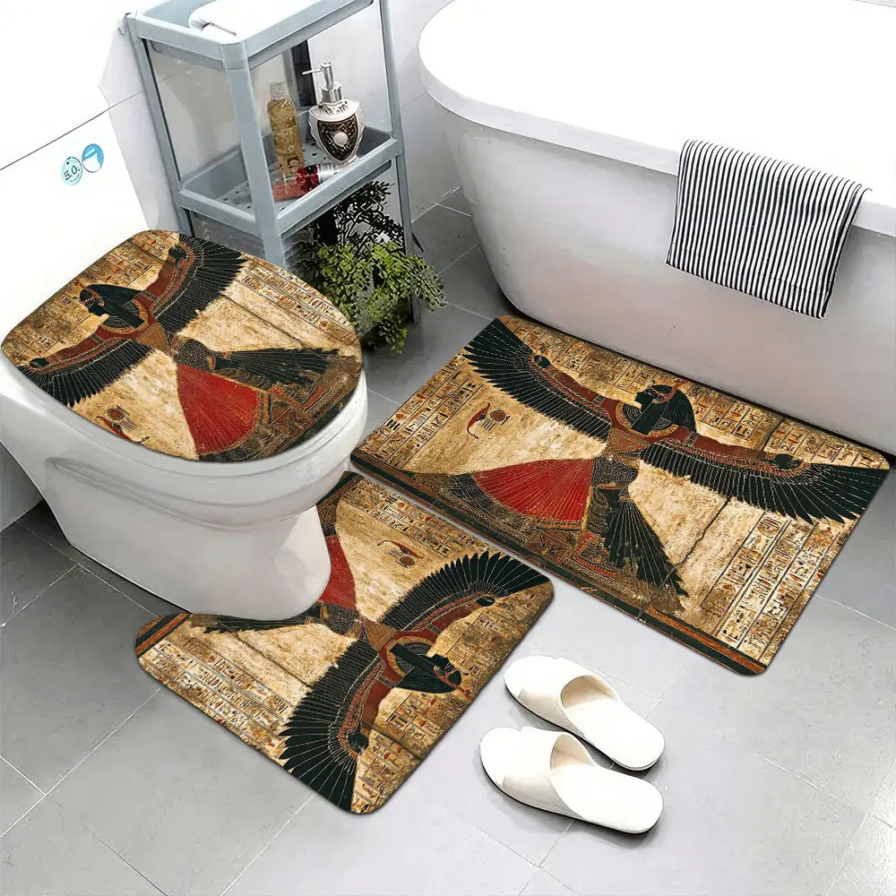 Set of 3 Ultra-Soft Bathroom Floor Mats with Non-Slip Backing, Featuring an Artwork of The Ancient Egyptian Goddess Neith Adorne
Set of 3 Ultra-Soft Bathroom Floor Mats with Non-Slip Backing, Featuring an Artwork of The Ancient Egyptian Goddess Neith Adorne