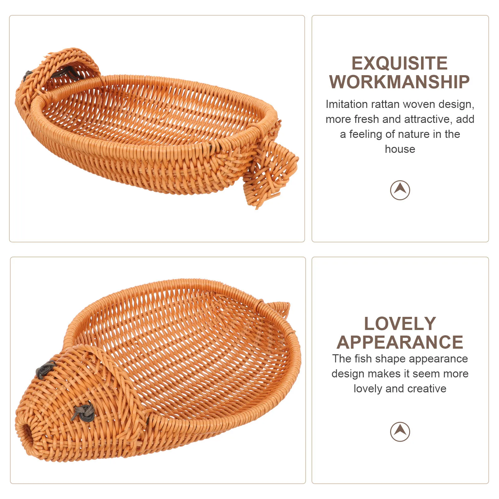 Fish Shape Woven Basket Imitation Rattan Storage Basket for Kitchen Household Organization Woven Baskets for Gifts Empty 
Fish Shape Woven Basket Imitation Rattan Storage Basket for Kitchen Household Organization Woven Baskets for Gifts Empty