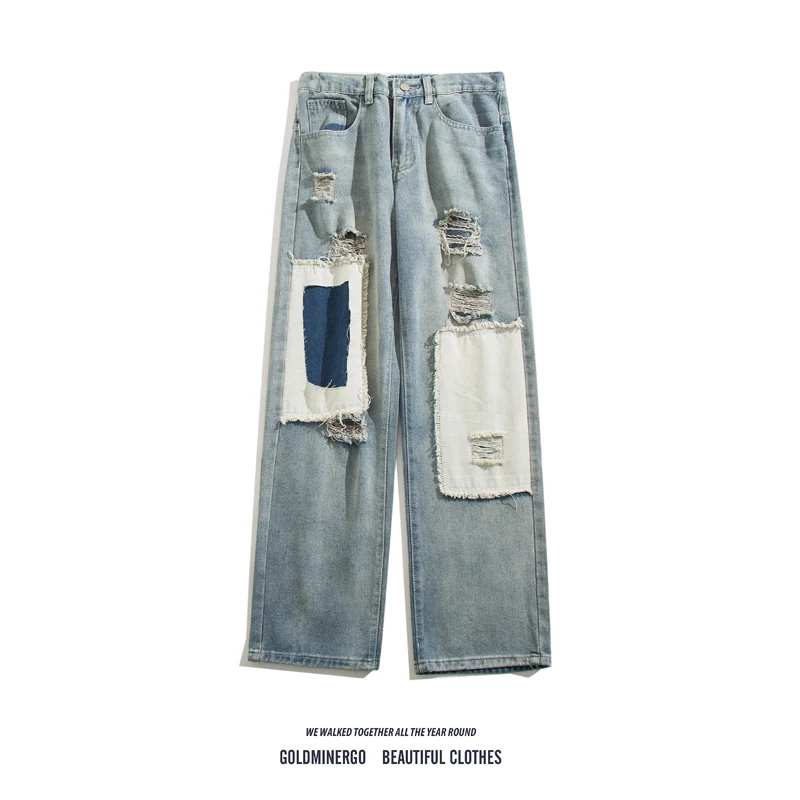 American High Street Patchwork Hole Denim Jeans Men Trendy Design Loose Straight Leg Casual Jeans Youth ular Spring Autumn
American High Street Patchwork Hole Denim Jeans Men Trendy Design Loose Straight Leg Casual Jeans Youth ular Spring Autumn