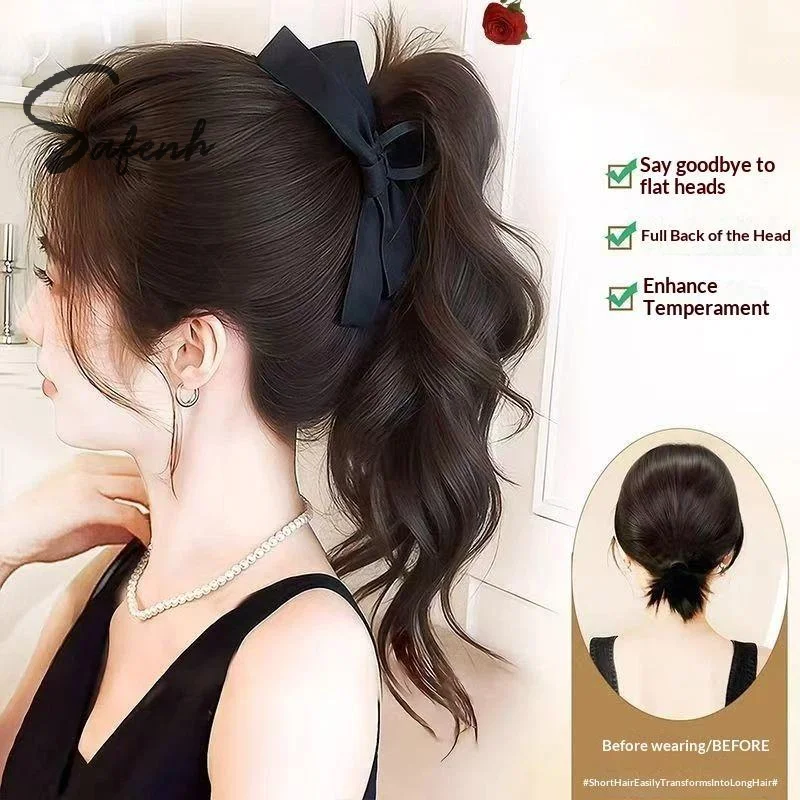 14inch Bow Tie Claw Ponytail Wig Synthetic Fluffy Ribbon Clip Ponytail Natural Long Curly High Ponytail Ponytail Hair Extensions
14inch Bow Tie Claw Ponytail Wig Synthetic Fluffy Ribbon Clip Ponytail Natural Long Curly High Ponytail Ponytail Hair Extensions