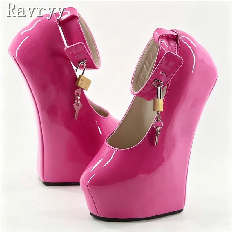 20CM Wedge Platform Heelless Shoes Women's Patent Leather Metal Lock Decor Hoof High Heels for Cosplay, Party, Stage Performance
20CM Wedge Platform Heelless Shoes Women's Patent Leather Metal Lock Decor Hoof High Heels for Cosplay, Party, Stage Performance