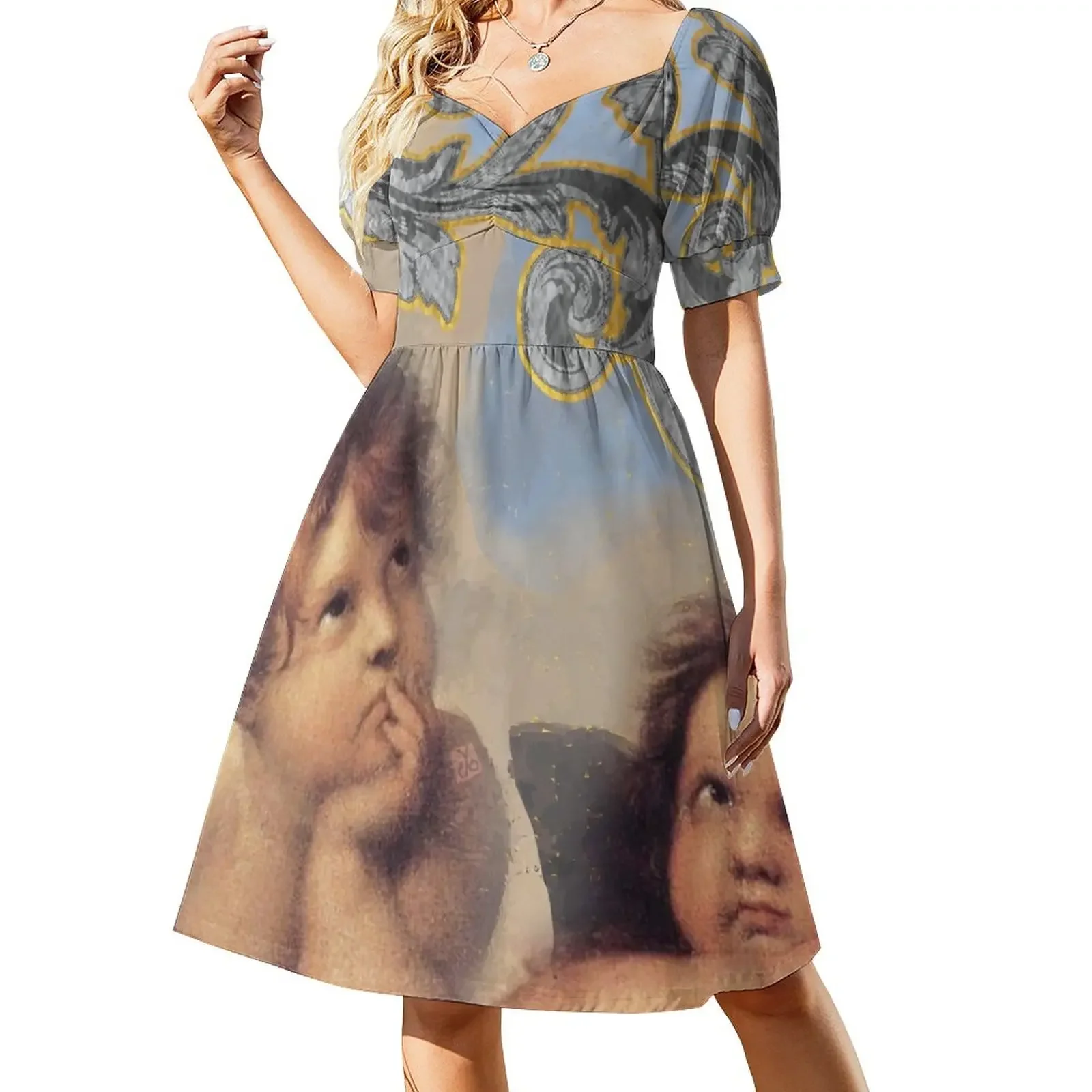 Angels, Painting by Raphael Sanzio, with his Signature (ACCI) Short-Sleeved Dress dress women summer Long dress
Angels, Painting by Raphael Sanzio, with his Signature (ACCI) Short-Sleeved Dress dress women summer Long dress