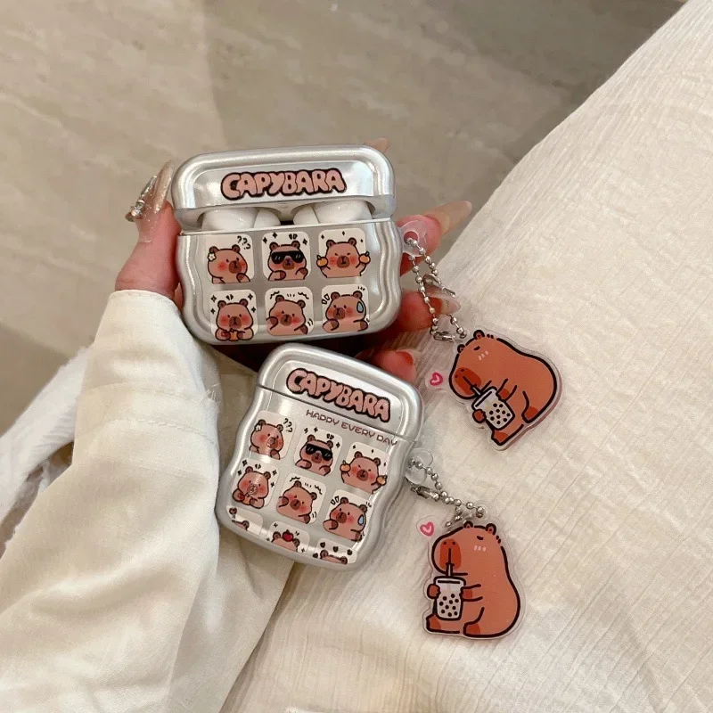 Capybara Silver Case for AirPods 4 Airpod 1 2 3 Pro Pro2 Bluetooth Earbuds Charging Box Protective Earphone Case Cover
Capybara Silver Case for AirPods 4 Airpod 1 2 3 Pro Pro2 Bluetooth Earbuds Charging Box Protective Earphone Case Cover
