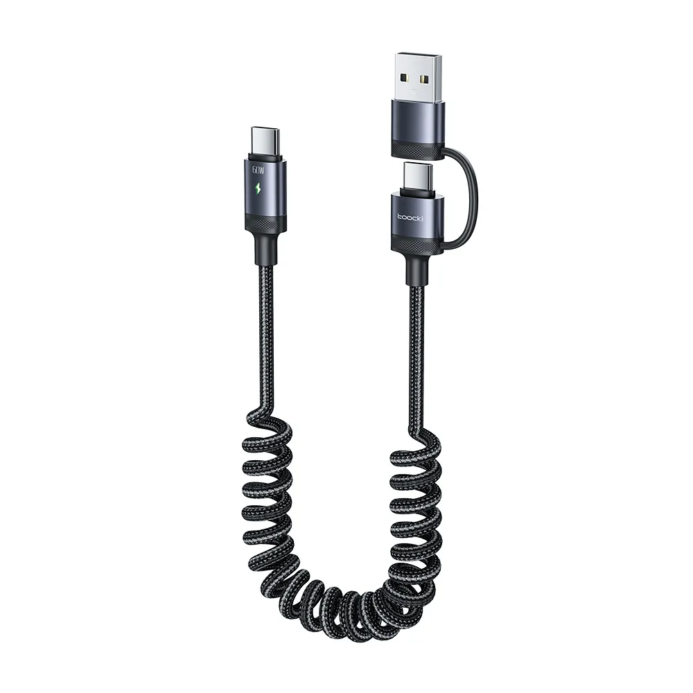 Lightning 2-in-1 PD60W spring fast charging data cable suitable for Huawei mobile phones and laptops
Lightning 2-in-1 PD60W spring fast charging data cable suitable for Huawei mobile phones and laptops