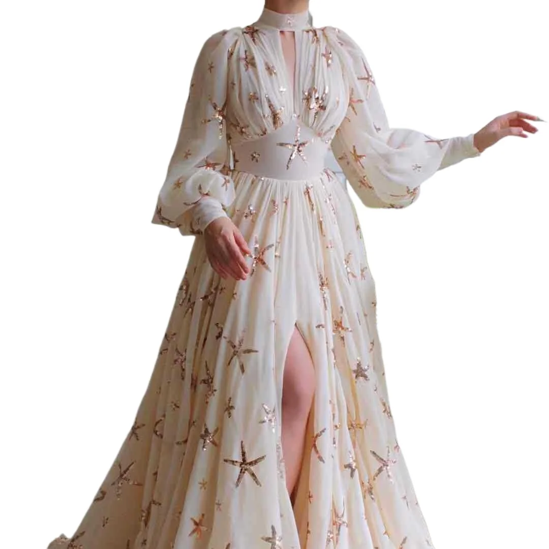 Fresh Turtleneck Sequined Split Lantern Long Sleeves Chiffon Dress
Fresh Turtleneck Sequined Split Lantern Long Sleeves Chiffon Dress