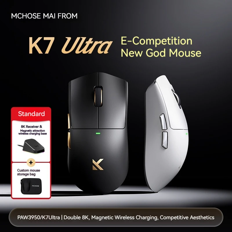 Mchose K7 Ultra Mouse 3 Mode Lightweight Mouse E-Sports Game Wireless Paw3950 Bluetooth Wired 8k Receiver Game Mouse Desktop
Mchose K7 Ultra Mouse 3 Mode Lightweight Mouse E-Sports Game Wireless Paw3950 Bluetooth Wired 8k Receiver Game Mouse Desktop