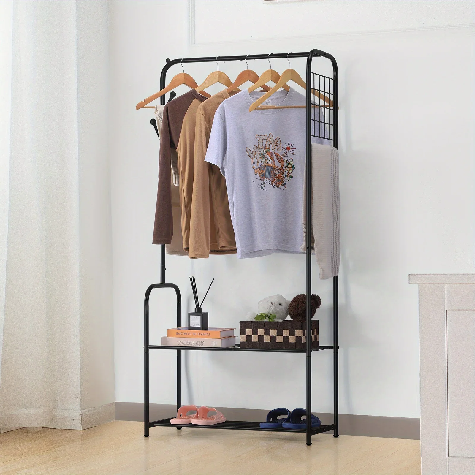 Space-Saving Clothes Rack, Portable Hanging Storage Organizer with 2 Shelves - Sturdy Metal Garment Rack for Home & Business
Space-Saving Clothes Rack, Portable Hanging Storage Organizer with 2 Shelves - Sturdy Metal Garment Rack for Home & Business