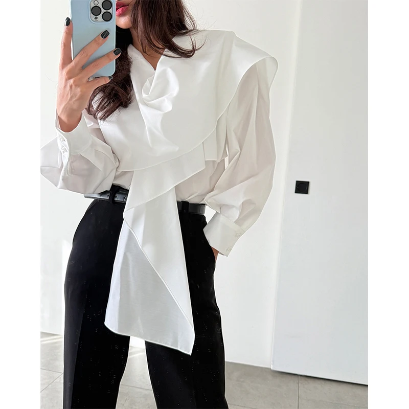 Элегантные белые рубашки MEXZT для женщин: модные блузки с шалевым пэчворком, черные офисные топы в корейском стиле с длинным рукавом, повседневный дизайн, новинка
Элегантные белые рубашки MEXZT для женщин: модные блузки с шалевым пэчворком, черные офисные топы в корейском стиле с длинным рукавом, повседневный дизайн, новинка