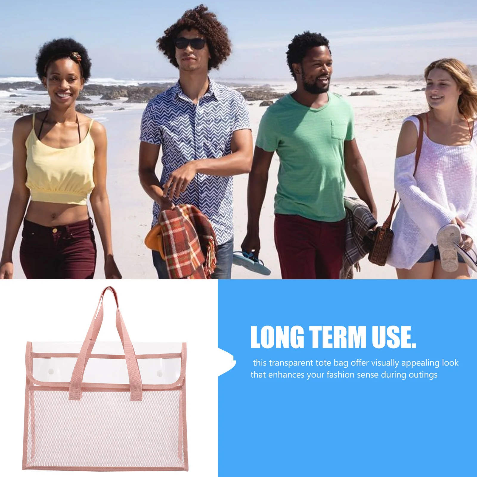 Large Capacity Transparent Tote Bag Waterproof Clear Handbag Beach Travel Swimming Shopping Outdoor Transparent Tote
Large Capacity Transparent Tote Bag Waterproof Clear Handbag Beach Travel Swimming Shopping Outdoor Transparent Tote
