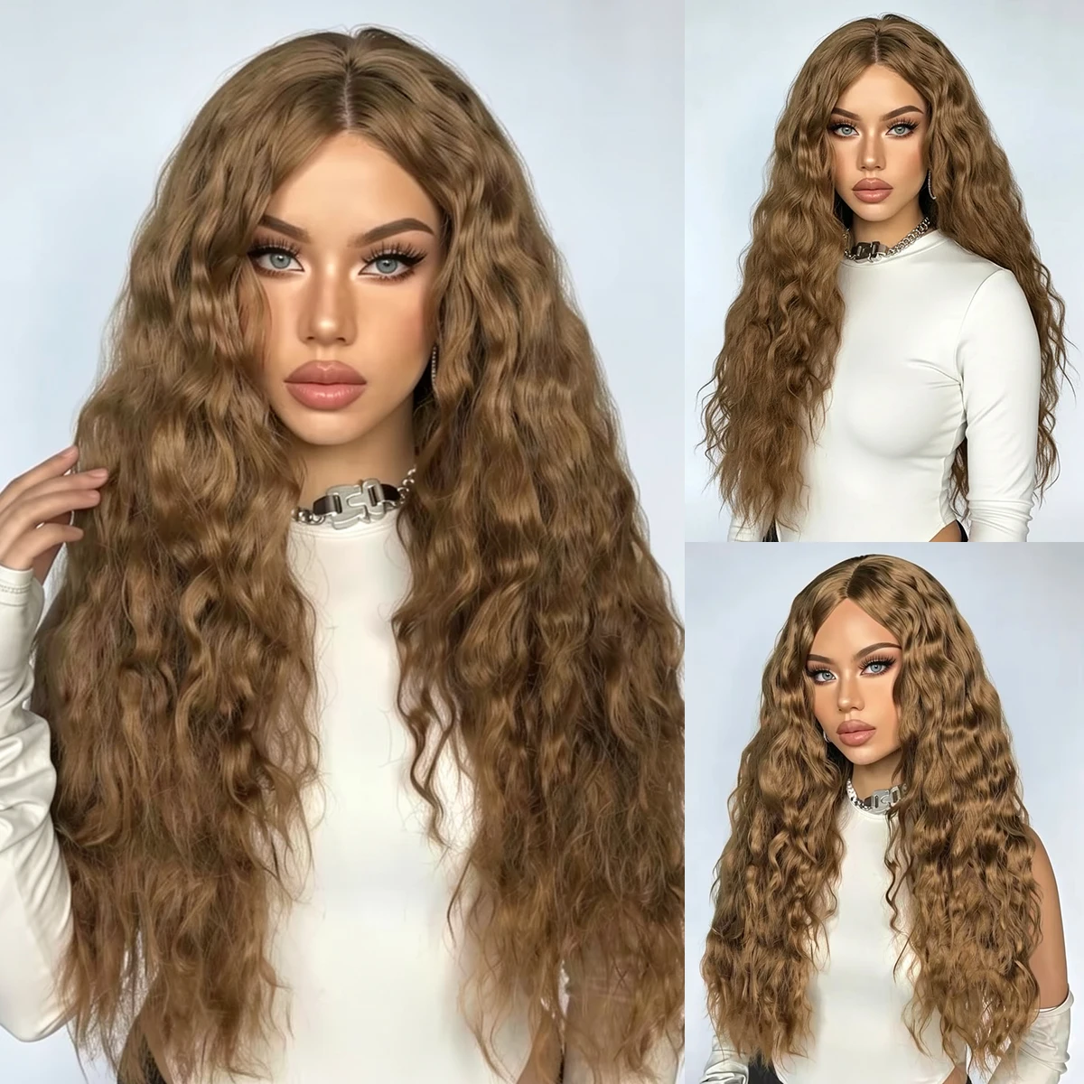 European and American fashion lace corn curl wig with African small and long curly hair in brown-Synthetic fiber wig
European and American fashion lace corn curl wig with African small and long curly hair in brown-Synthetic fiber wig