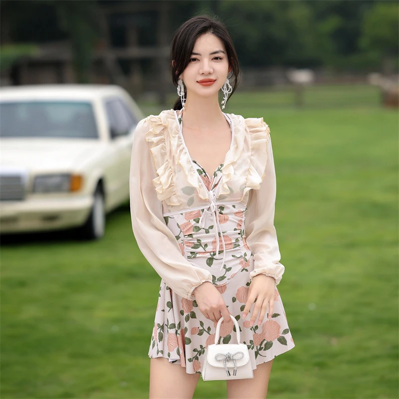 2 Pcs Swimwear Floral Print Women Suits One Piece Skirt Swimsuit With Cover Up Beachwear Halter Lace-up Push Up Swimsuits Women
2 Pcs Swimwear Floral Print Women Suits One Piece Skirt Swimsuit With Cover Up Beachwear Halter Lace-up Push Up Swimsuits Women