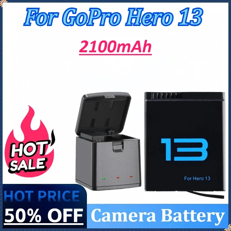 Аккумулятор для камеры GoPro Hero13, 2100 мАч, коробка для быстрой зарядки для Go Pro Hero 13, перезаряжаемые батареи, аксессуары для спортивных камер
Аккумулятор для камеры GoPro Hero13, 2100 мАч, коробка для быстрой зарядки для Go Pro Hero 13, перезаряжаемые батареи, аксессуары для спортивных камер
