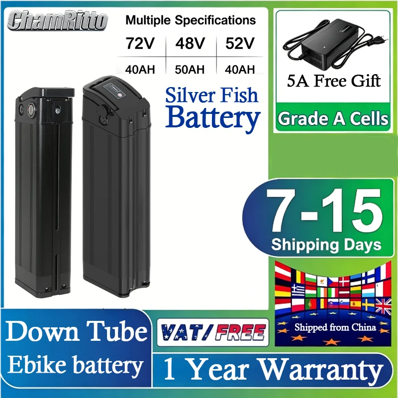 48v 52v 60v 72v SilverFish Bike Battery 48 Volt Batterie Vélo 36v 13Ah Duotts S26 Battery 20ah 30 40ah 50ah Lithium Battery Pack
48v 52v 60v 72v SilverFish Bike Battery 48 Volt Batterie Vélo 36v 13Ah Duotts S26 Battery 20ah 30 40ah 50ah Lithium Battery Pack