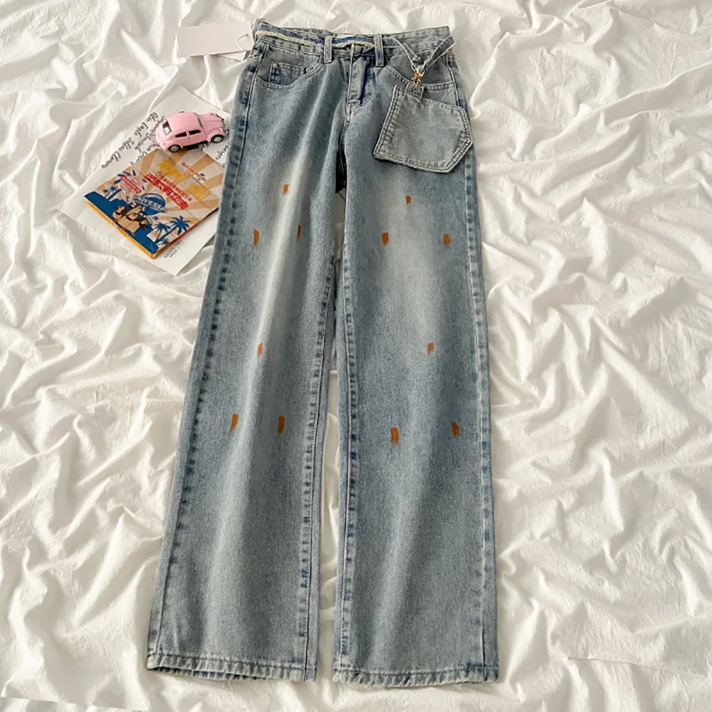 Fashion Straight Loose Denim Pants Women Spring Autumn Oversized High Waist Wide Leg Pants Female Paint Splash Point Jeans
Fashion Straight Loose Denim Pants Women Spring Autumn Oversized High Waist Wide Leg Pants Female Paint Splash Point Jeans