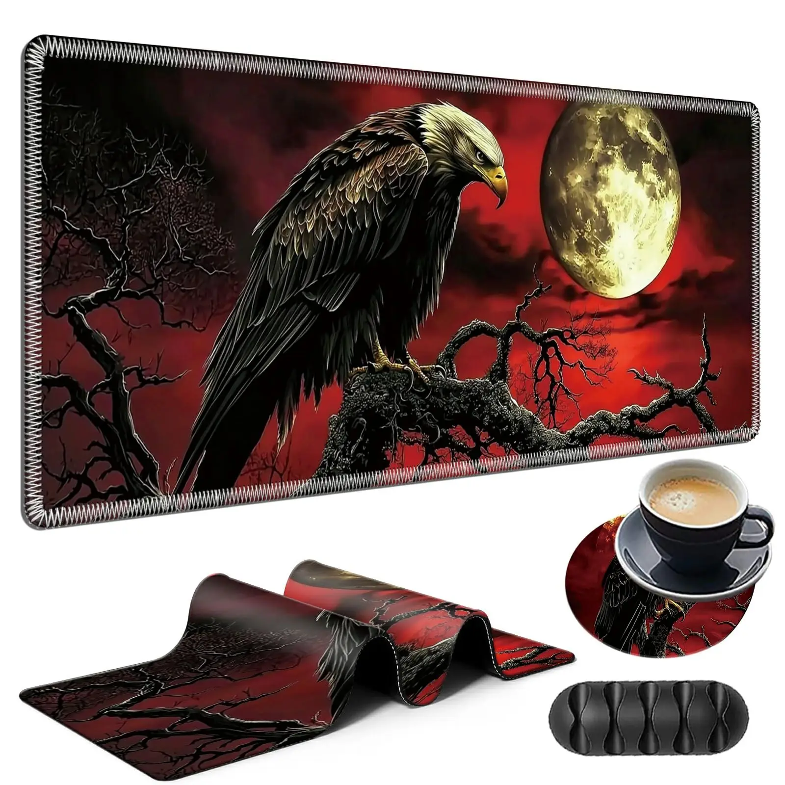 Large Gaming Mouse Pad, Eagle Pattern Desk Pad with Stitched Edges Computer Keyboard Desktop Mouse Pad for Home Office
Large Gaming Mouse Pad, Eagle Pattern Desk Pad with Stitched Edges Computer Keyboard Desktop Mouse Pad for Home Office
