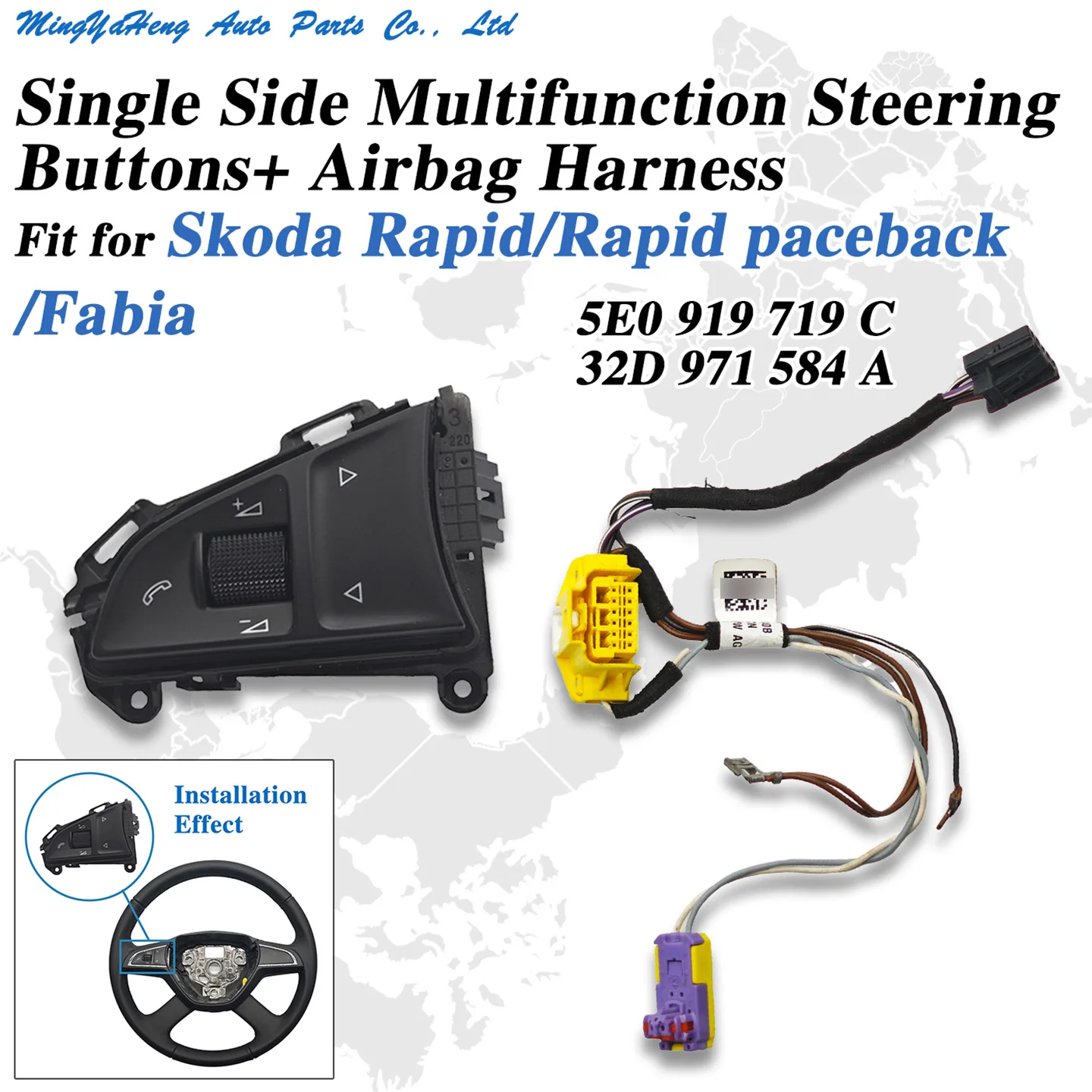 OE 5E0919719C 32D97584A Single Side Multi-function Steering Wheel Buttons & Airbag Wiring Harness
OE 5E0919719C 32D97584A Single Side Multi-function Steering Wheel Buttons & Airbag Wiring Harness