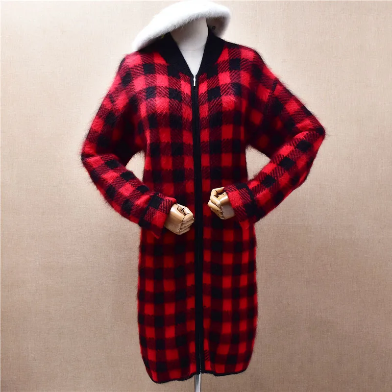 Women Mujer Autumn Winter Clothing Fashion Red Plaid Hairy Angora Rabbit Hair Knitted Warm Zippers Long Sweater Caridgans Jacket
Women Mujer Autumn Winter Clothing Fashion Red Plaid Hairy Angora Rabbit Hair Knitted Warm Zippers Long Sweater Caridgans Jacket