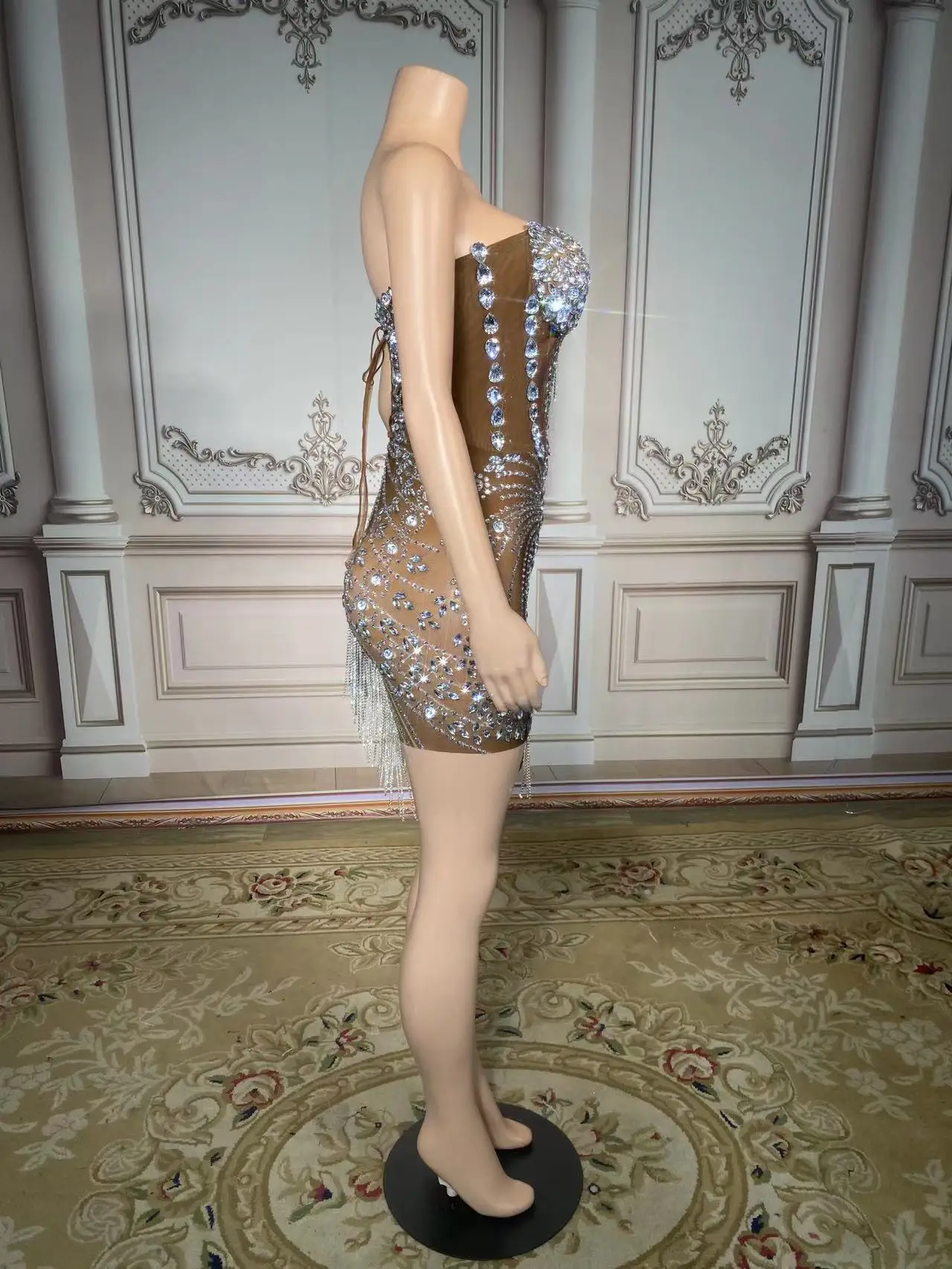 ZD Fashion Ladies Strapless Rhinestones Mini Dress Mesh Fabric High Quality Performance Wear for Summer Party
ZD Fashion Ladies Strapless Rhinestones Mini Dress Mesh Fabric High Quality Performance Wear for Summer Party