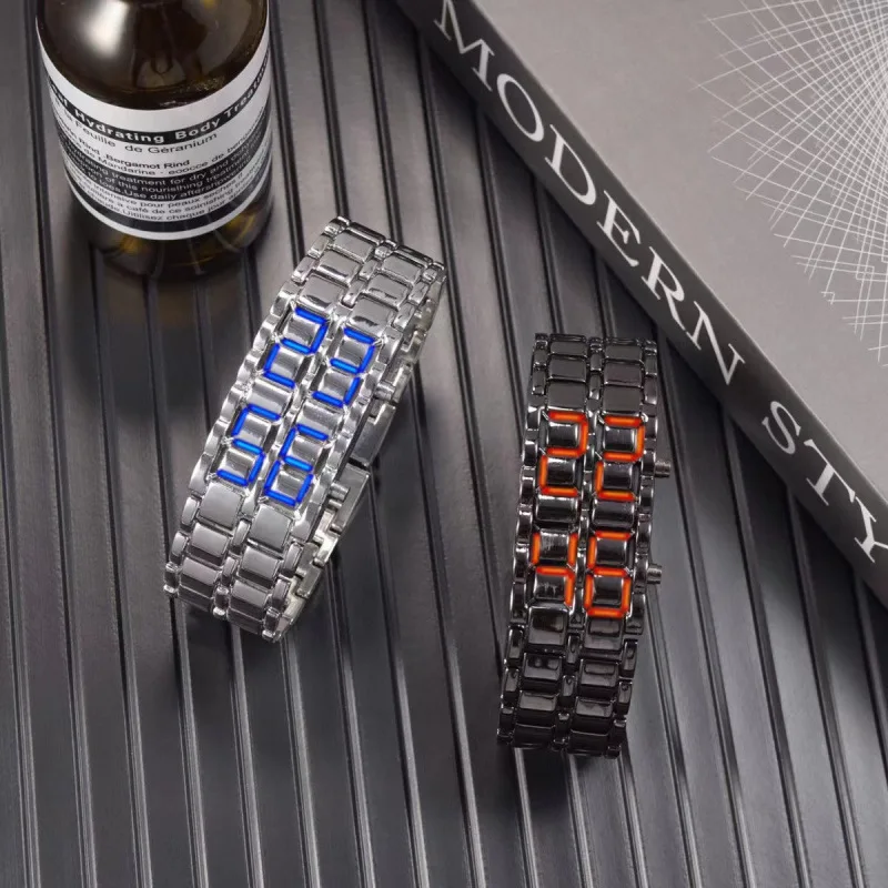 Модные мужские цифровые наручные часы с лавой, мужские черные цельнометаллические красные, синие часы со светодиодным дисплеем, подарки для мальчиков, спортивные креативные часы
Модные мужские цифровые наручные часы с лавой, мужские черные цельнометаллические красные, синие часы со светодиодным дисплеем, подарки для мальчиков, спортивные креативные часы