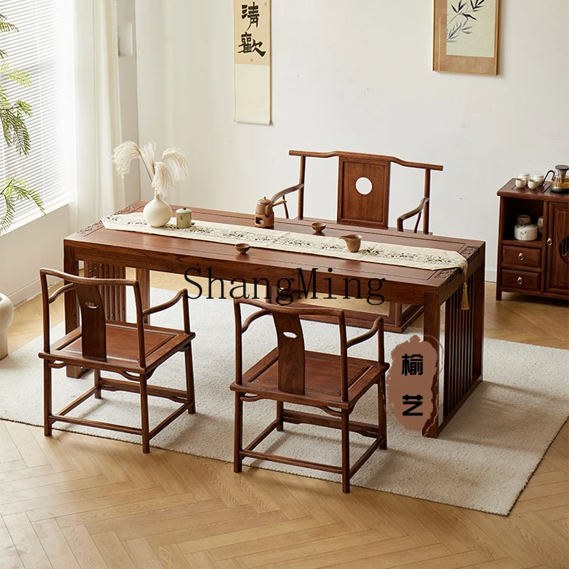 DHY new Chinese tea table chair elm black walnut solid wood tea table tea room high-end furniture
DHY new Chinese tea table chair elm black walnut solid wood tea table tea room high-end furniture