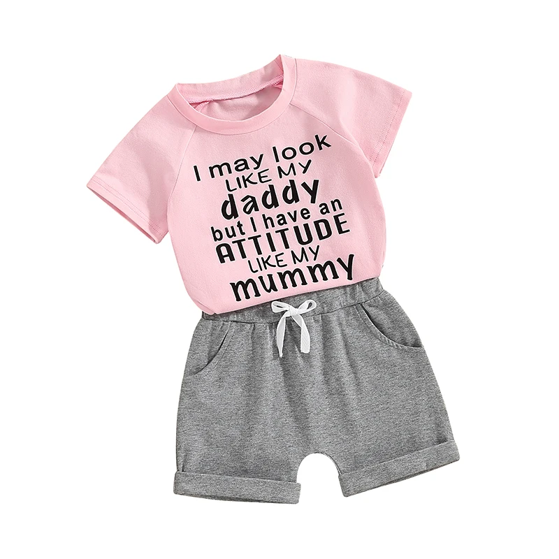 Girls Summer 2PCS Shorts Sets Short Sleeve Letter Print Tops Solid Color Shorts Sets
Girls Summer 2PCS Shorts Sets Short Sleeve Letter Print Tops Solid Color Shorts Sets