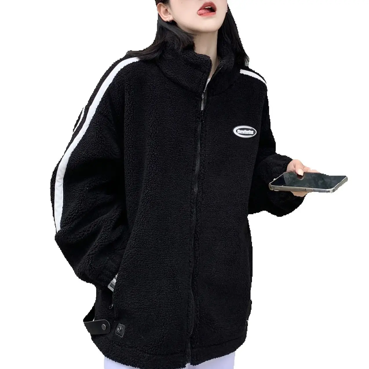 Men's Stand Collar Polar Fleece Jacket Letter Embroidery Long Sleeve Fall&Winter Artificial Fur Coats with Zip Pocket
Men's Stand Collar Polar Fleece Jacket Letter Embroidery Long Sleeve Fall&Winter Artificial Fur Coats with Zip Pocket