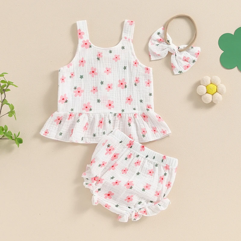 Infant Baby Girl Summer Clothes Cotton Linen Floral Sleeveless Ruffle Tank Tops Shorts Headband 3Pcs Outfits Set
Infant Baby Girl Summer Clothes Cotton Linen Floral Sleeveless Ruffle Tank Tops Shorts Headband 3Pcs Outfits Set