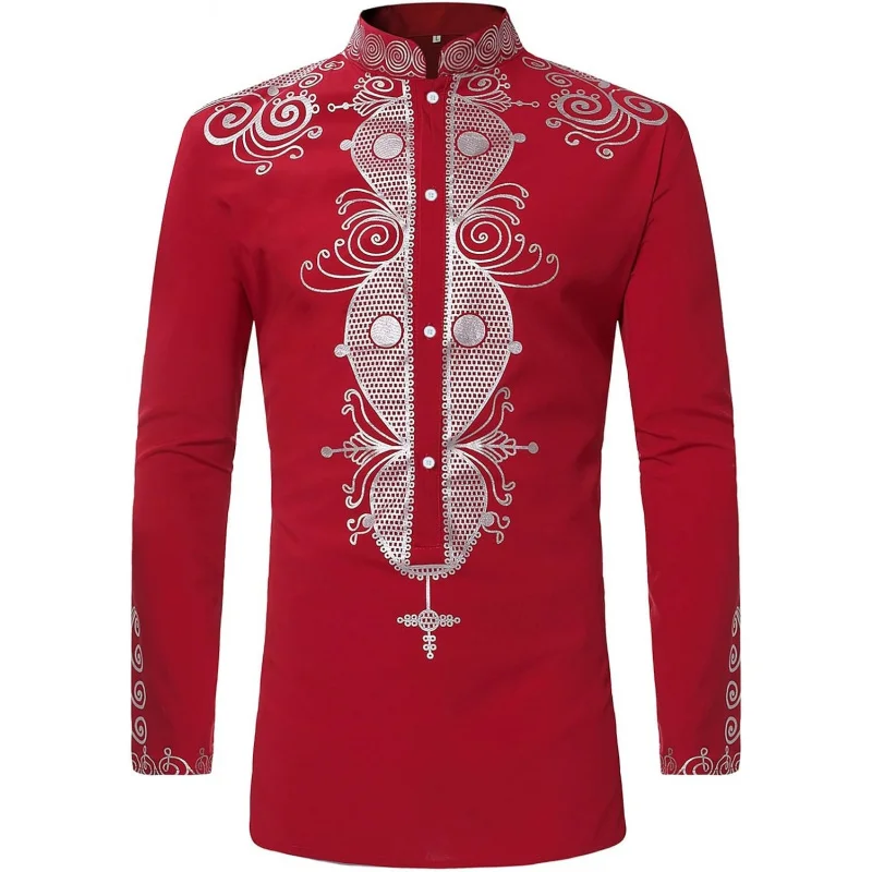 Men's Long Sleeve African Dashiki Traditional Gold Print Button Down Shirts
Men's Long Sleeve African Dashiki Traditional Gold Print Button Down Shirts