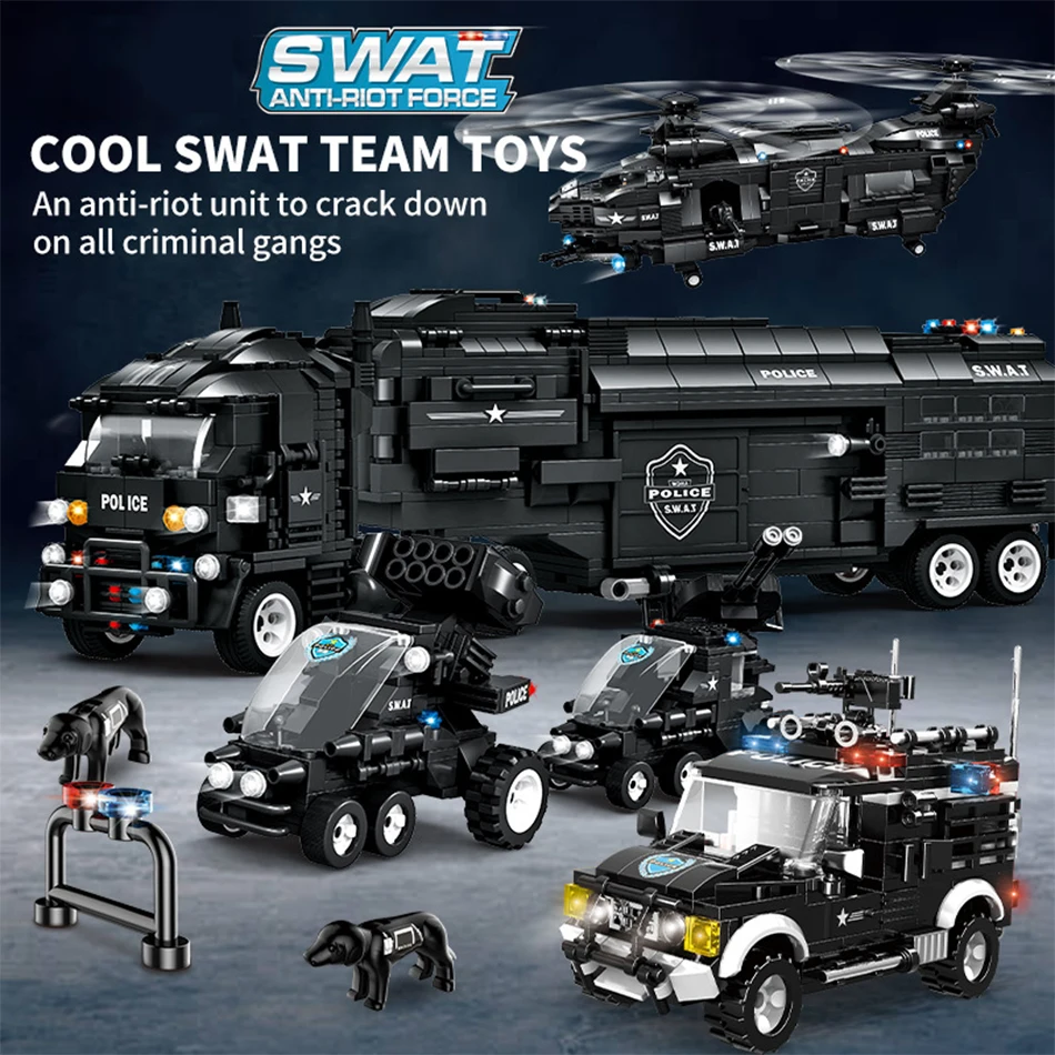 City SWAT Police Station Riot Armored Vehicle Command Truck Helicopter Building Blocks MOC Sets Bricks Toys for Children Gifts
City SWAT Police Station Riot Armored Vehicle Command Truck Helicopter Building Blocks MOC Sets Bricks Toys for Children Gifts
