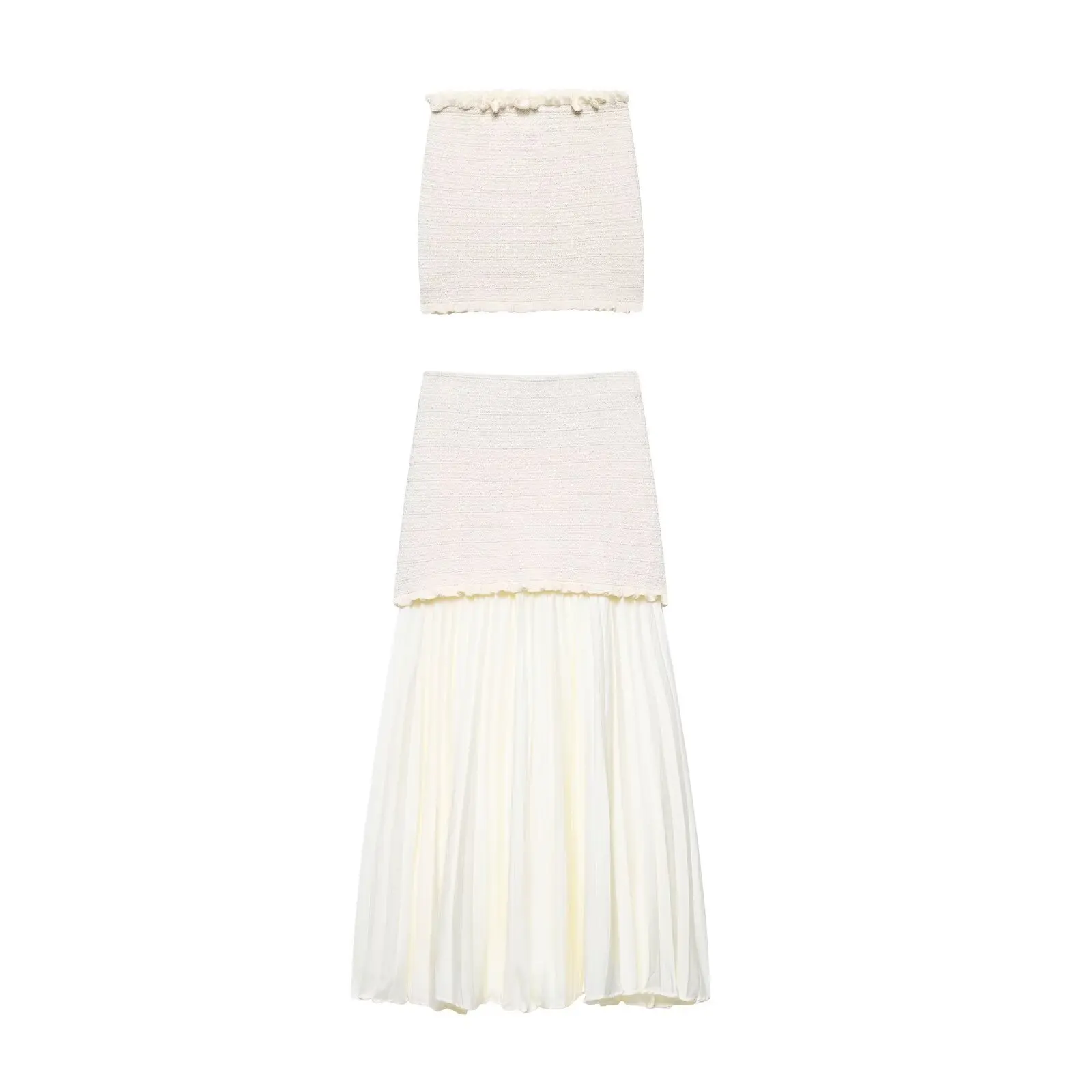 PB&ZA2025 Summer New Women's Fashion Off Shoulder Elastic Knitted Chest Wrapping Top Splicing High Waist Skirt Set
PB&ZA2025 Summer New Women's Fashion Off Shoulder Elastic Knitted Chest Wrapping Top Splicing High Waist Skirt Set