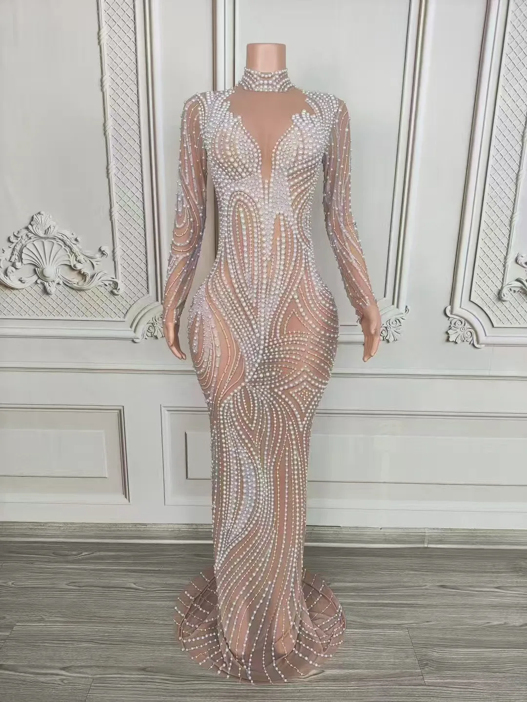 High quality hot bead sexy stretch long dress new fashion custom women's clothing D303
High quality hot bead sexy stretch long dress new fashion custom women's clothing D303
