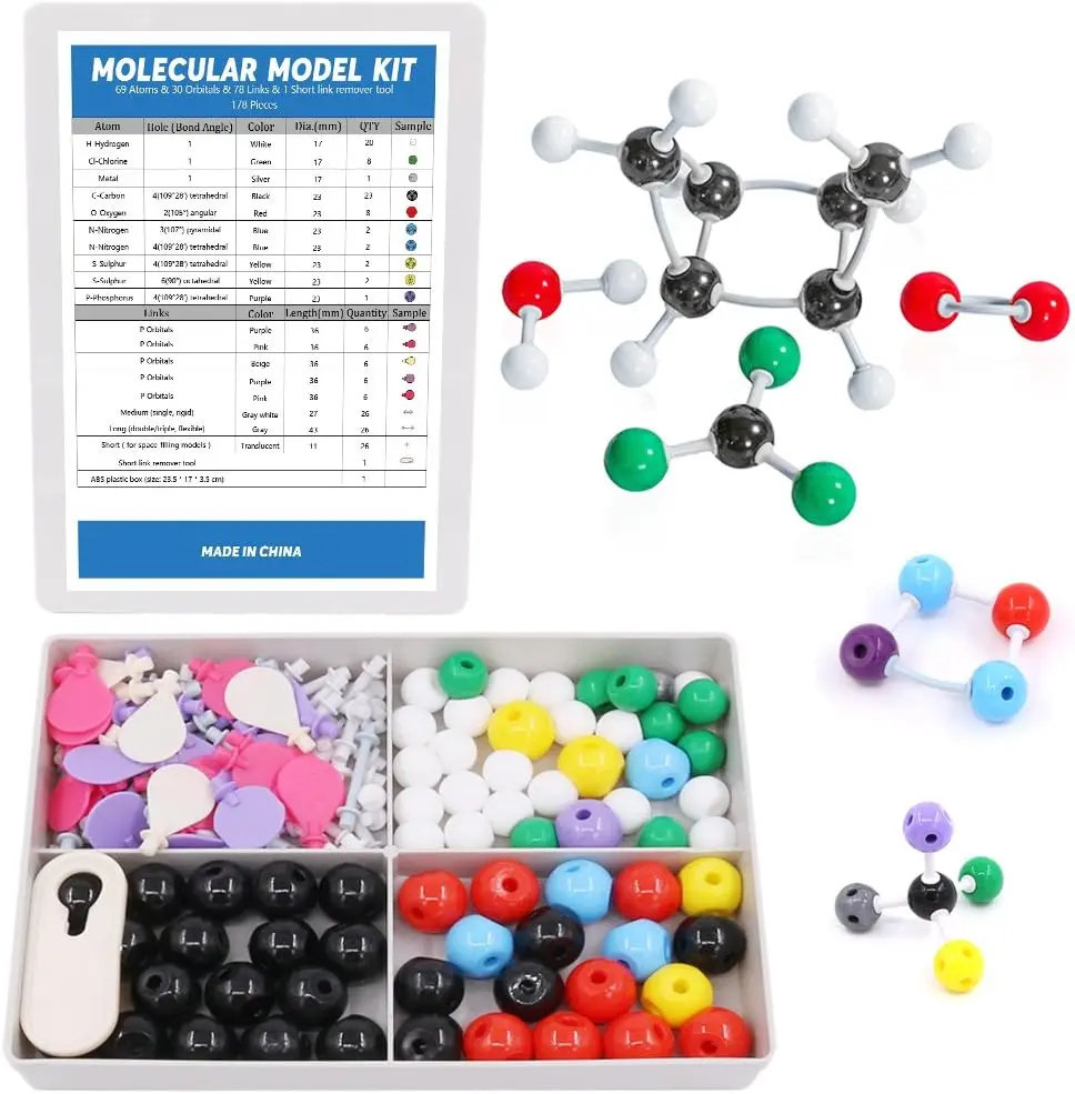 178-Piece Molecular Model Kit for Organic & Inorganic Chemistry - Science Toys for Teens & Adults
178-Piece Molecular Model Kit for Organic & Inorganic Chemistry - Science Toys for Teens & Adults