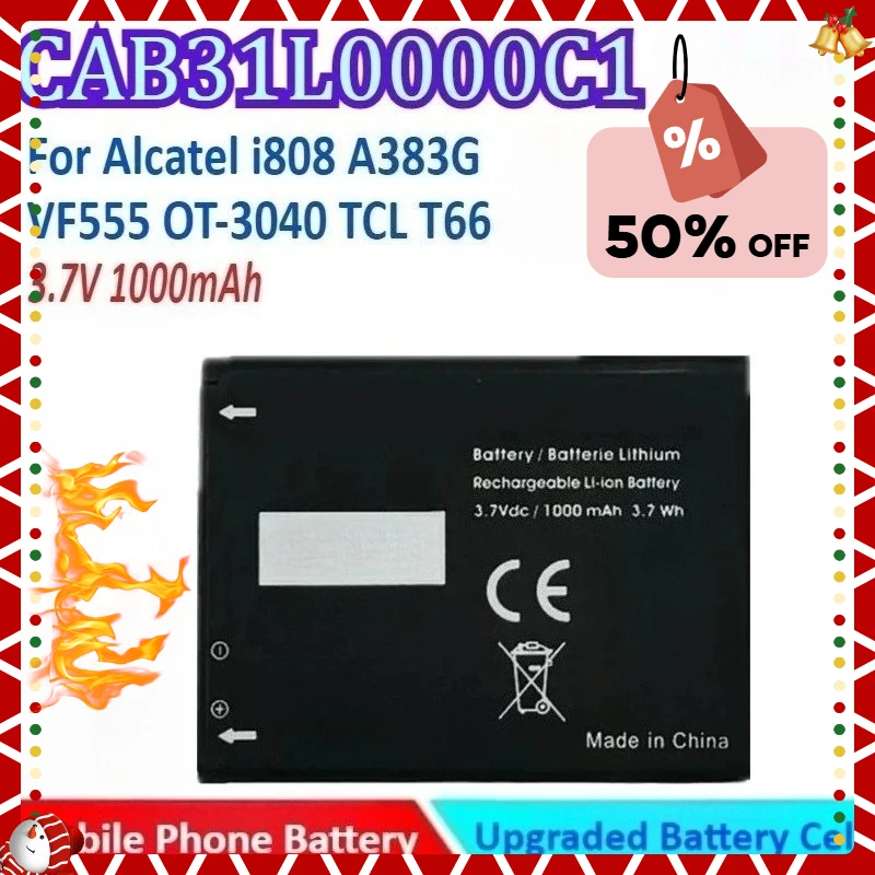 Новый аккумулятор 1000 мАч 3,7 В CAB31L0000C1 CAB31L0000C2 для Alcatel I808 A383G VF555 TCL T66 OT-3040 аккумулятор мобильного телефона
Новый аккумулятор 1000 мАч 3,7 В CAB31L0000C1 CAB31L0000C2 для Alcatel I808 A383G VF555 TCL T66 OT-3040 аккумулятор мобильного телефона