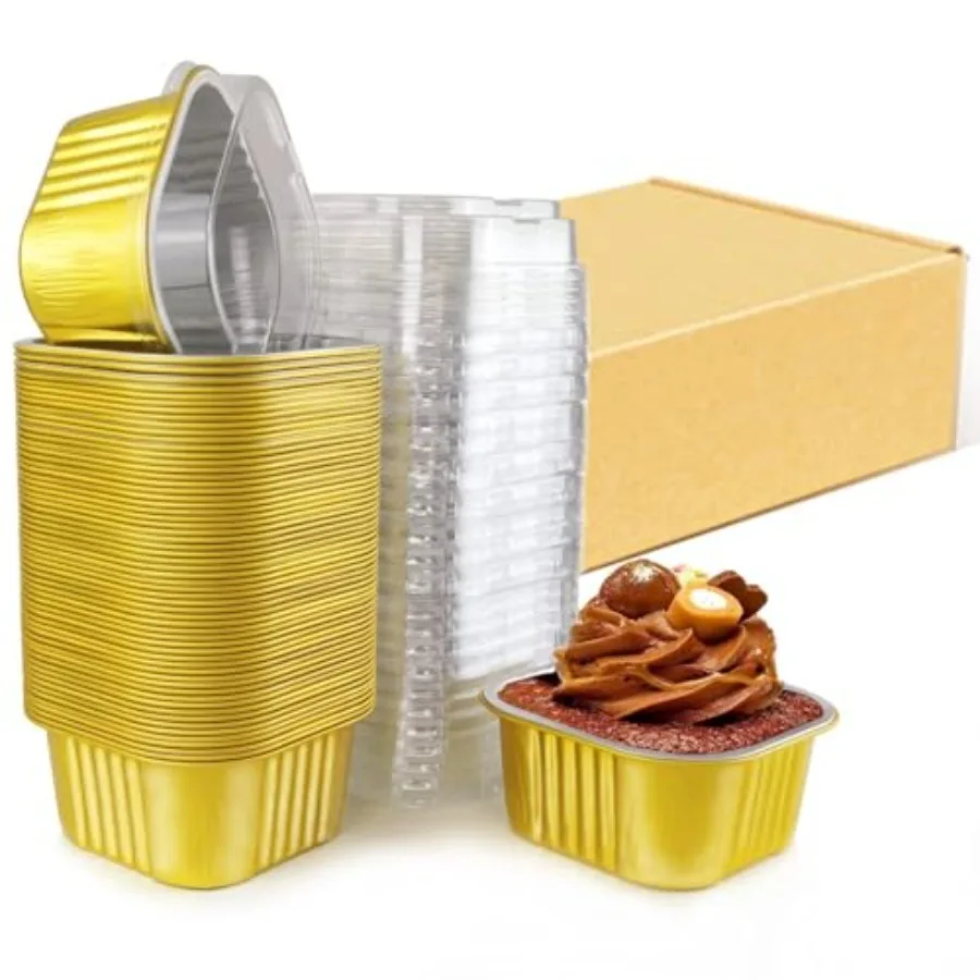 14 oz Mini Cake Pans with Lids, Square Muffin Pans, Multi-purpose Aluminum Baking Cups, Premium Dert Cups, Creme Brulee Ramekin
14 oz Mini Cake Pans with Lids, Square Muffin Pans, Multi-purpose Aluminum Baking Cups, Premium Dert Cups, Creme Brulee Ramekin