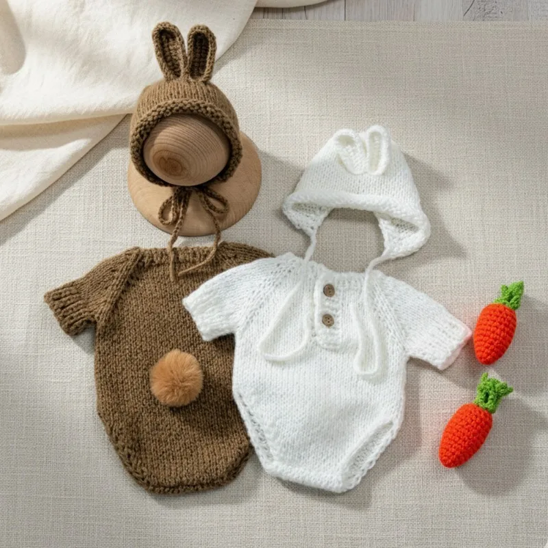3pcs Newborn Photography Prop Soft Mohair Knitted Rabbit Ha, Romper and Carrot Studio Photo Shoot Costume for Baby Boys/Girls
3pcs Newborn Photography Prop Soft Mohair Knitted Rabbit Ha, Romper and Carrot Studio Photo Shoot Costume for Baby Boys/Girls