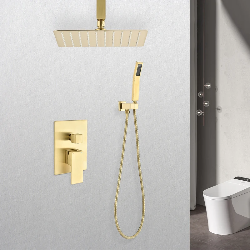 Ceiling Mounted Shower System Combo Set with Handheld and 10"Shower head
Ceiling Mounted Shower System Combo Set with Handheld and 10"Shower head