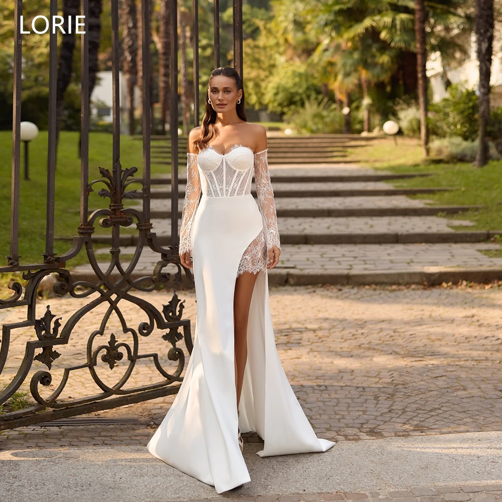 LORIE Elegant Wedding Dresses Lace Strapless Lace-Up Bride Prom Gown Sexy Side Slit Mermaid Bridal Gowns Customized
LORIE Elegant Wedding Dresses Lace Strapless Lace-Up Bride Prom Gown Sexy Side Slit Mermaid Bridal Gowns Customized