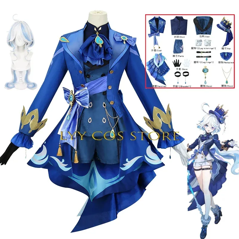 Dark Blue Furina Cosplay Anime Game Impact Women Focalors Uniform Hat Wig Suit Party Role Play Outfit for female
Dark Blue Furina Cosplay Anime Game Impact Women Focalors Uniform Hat Wig Suit Party Role Play Outfit for female