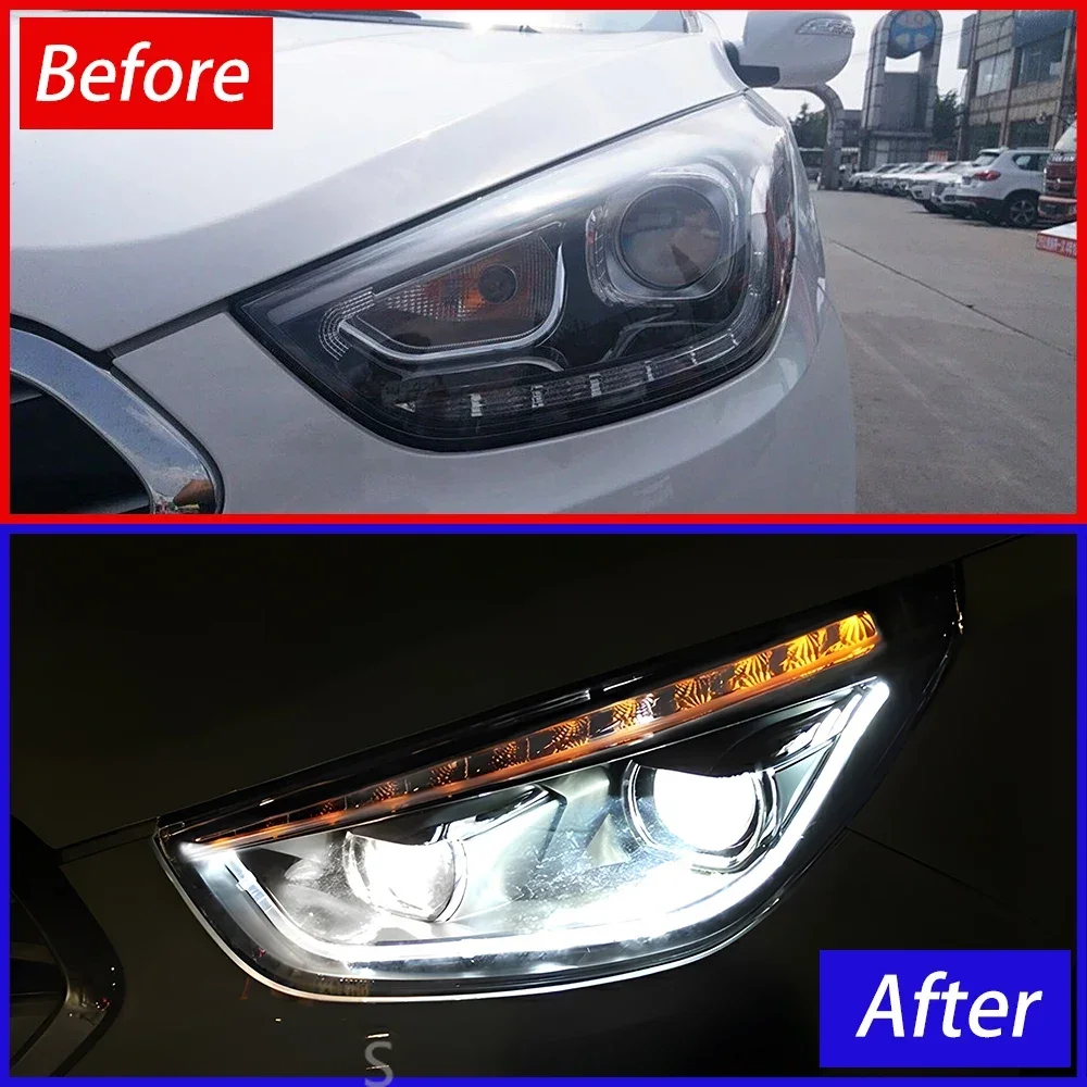 Автомобильные фары для Hyundai Ix35 2010-2017, обновление, высокая конфигурация, светодиодные передние фонари в сборе, бифокальный проектор, аксессуары для линз
Автомобильные фары для Hyundai Ix35 2010-2017, обновление, высокая конфигурация, светодиодные передние фонари в сборе, бифокальный проектор, аксессуары для линз