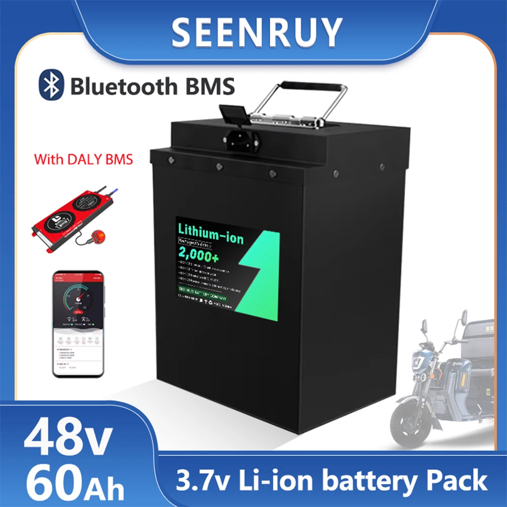 SEENRUY 48v 60Ah Large capacity Li-ion Battery Pack Built-in BMS for 1kW 2KW electric motorcycle electric tricycle +10A Charger
SEENRUY 48v 60Ah Large capacity Li-ion Battery Pack Built-in BMS for 1kW 2KW electric motorcycle electric tricycle +10A Charger