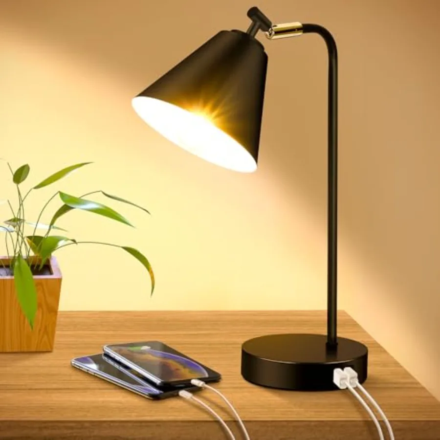 Industrial Dimmable Desk Lamp with 2 USB Charging Ports AC Outlet, Touch Control Bedside Nightstand Reading Lamp Flexible Head,
Industrial Dimmable Desk Lamp with 2 USB Charging Ports AC Outlet, Touch Control Bedside Nightstand Reading Lamp Flexible Head,