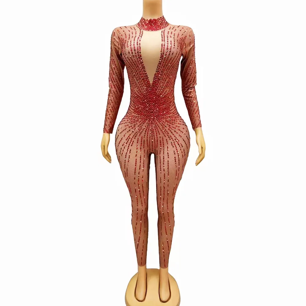 Luxury Red Rhinestones Skinny Jumpsuit Women Birthday Prom Evening Celebration Party Rompers Singer Stage Performance Costume
Luxury Red Rhinestones Skinny Jumpsuit Women Birthday Prom Evening Celebration Party Rompers Singer Stage Performance Costume