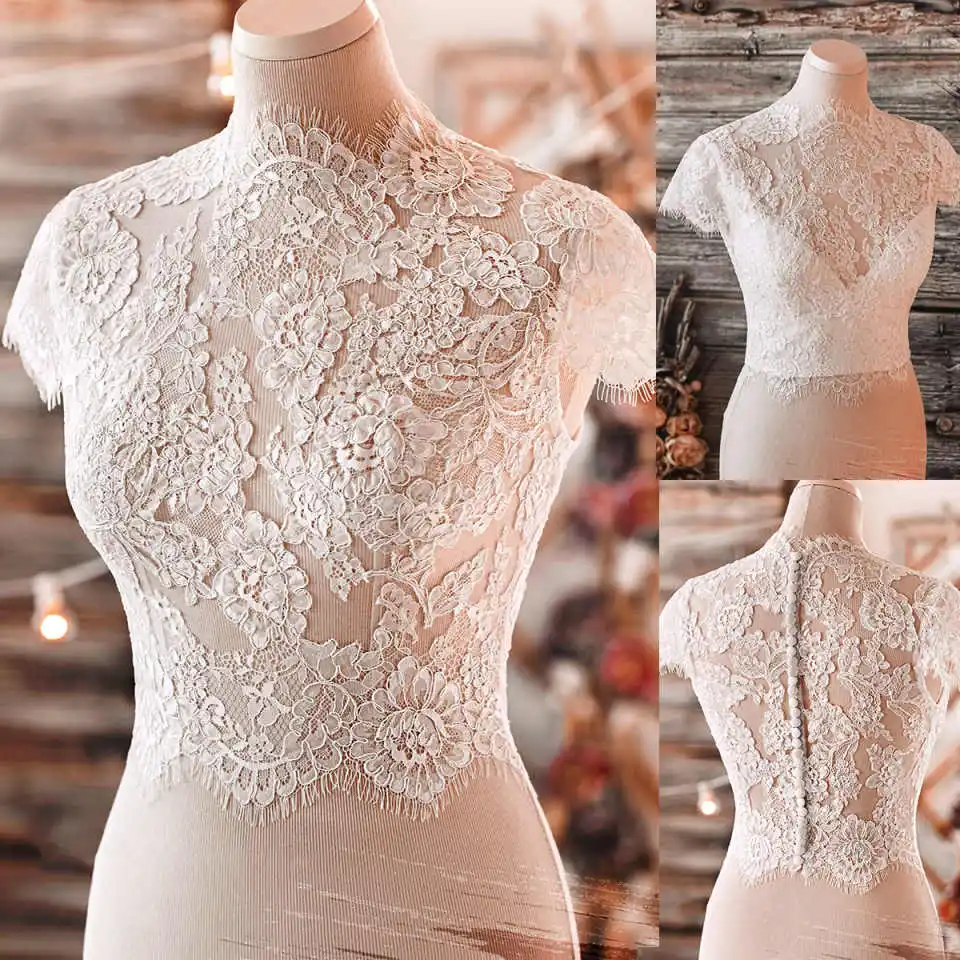 New Sleeveless Lace Bridal Jackets Neck Appliques Tulle Short Buttons Bridal Bolero Accessories Wrap Shawl Customized
New Sleeveless Lace Bridal Jackets Neck Appliques Tulle Short Buttons Bridal Bolero Accessories Wrap Shawl Customized