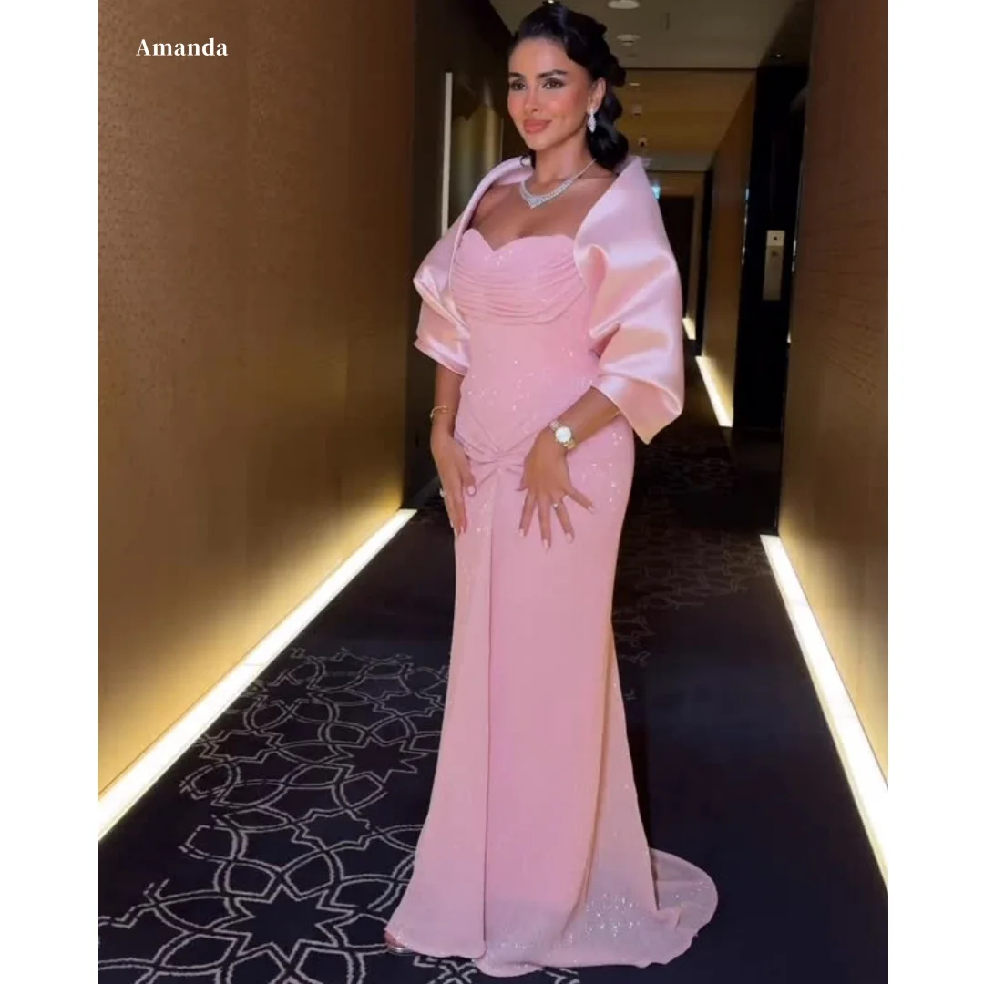Amanda Customized Pink Sweetheart Neck Satin Cape Sleeve Sequin Prom Dress Elegant Ruched Mermaid Maxi Formal Evening Party 2026
Amanda Customized Pink Sweetheart Neck Satin Cape Sleeve Sequin Prom Dress Elegant Ruched Mermaid Maxi Formal Evening Party 2026
