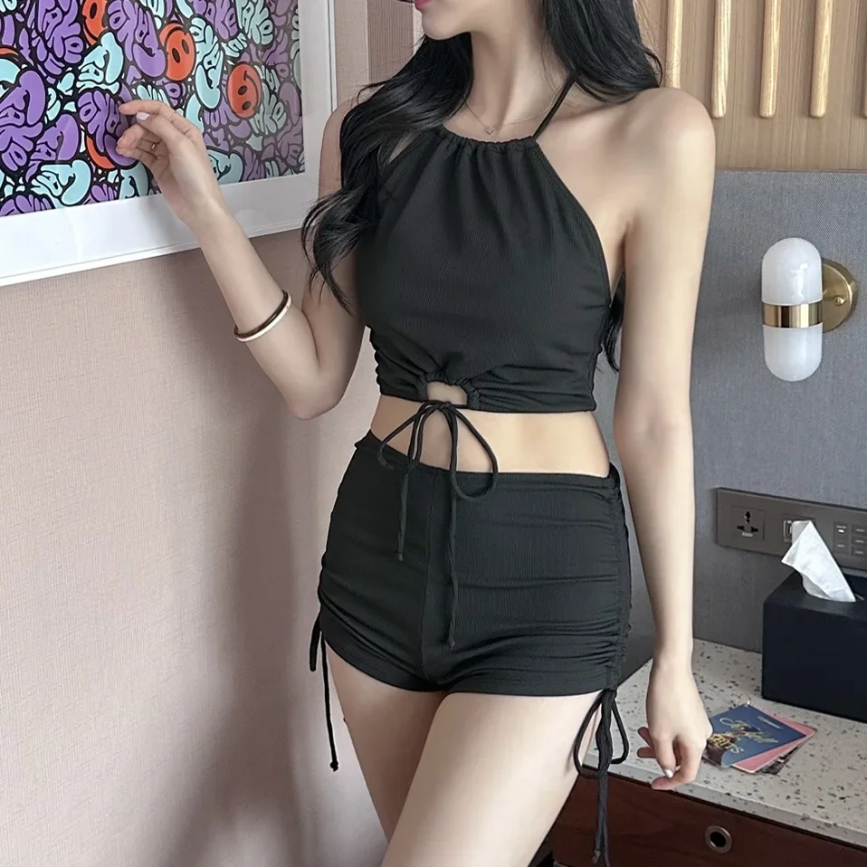 New Two Pieces Set Swimsuit Women Black Swimwear Sexy High Neck Bikini High Waist Shorts Beach Wear Sports Bathing Suit Korea
New Two Pieces Set Swimsuit Women Black Swimwear Sexy High Neck Bikini High Waist Shorts Beach Wear Sports Bathing Suit Korea